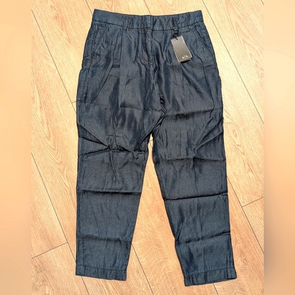 🆕 Armani Exchange Womens 6 Tencel Trouser Pants Cropped Jeans Capri NWT NEW - Picture 1 of 6
